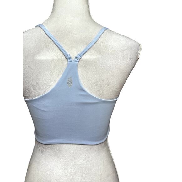 Free People Crop Top 4 Ways Styling Racerback Spaghetti Strap Light Blue S NWOT - Picture 8 of 11